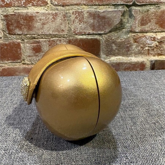 Timmy Woods Purse Gold Heart Crystal Clasp Acacia Wood Vintage Art New - Picture 3 of 5